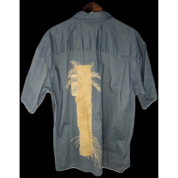 MENS BAMBOO CAY EMBROIDERED HAWAIIAN SHORT SLEEVE BUTTON DOWN SIZE L - Picture 3 of 6